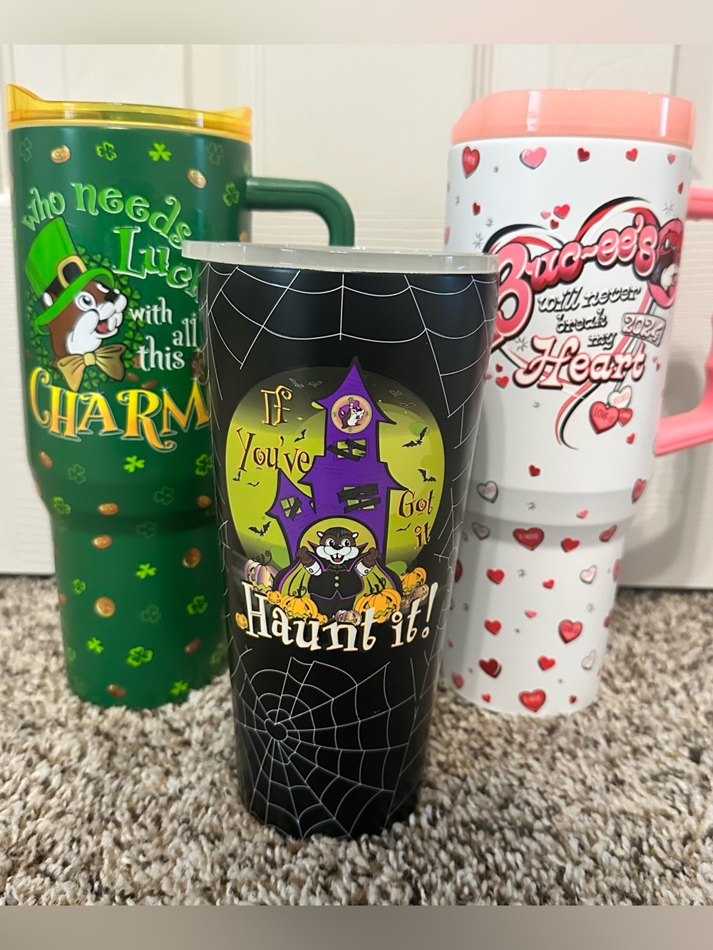 3 Buc-cee's Tumblers 🎃 ❤️ 🍀